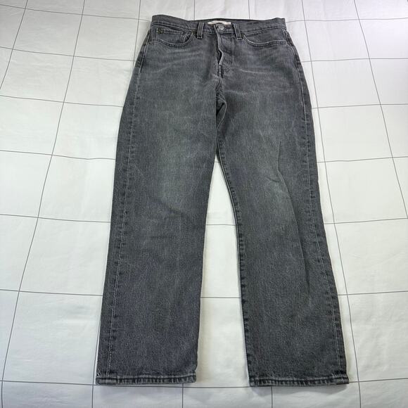 Levi's Premium Jeans Womens 27 Gray Black Wedgie Straight Leg Button Fly Denim - Picture 1 of 14